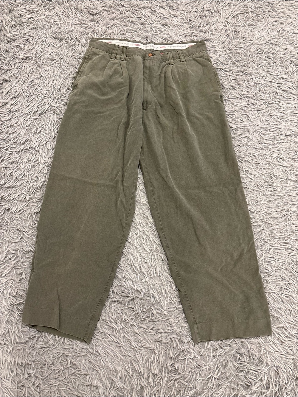 Tommy Bahama Pants Men’s Green Size 38 Silk Relaxed Fit Pleated Casual Comfort